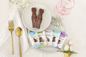mini chocolate bars in pastel colors with molded bunny bars