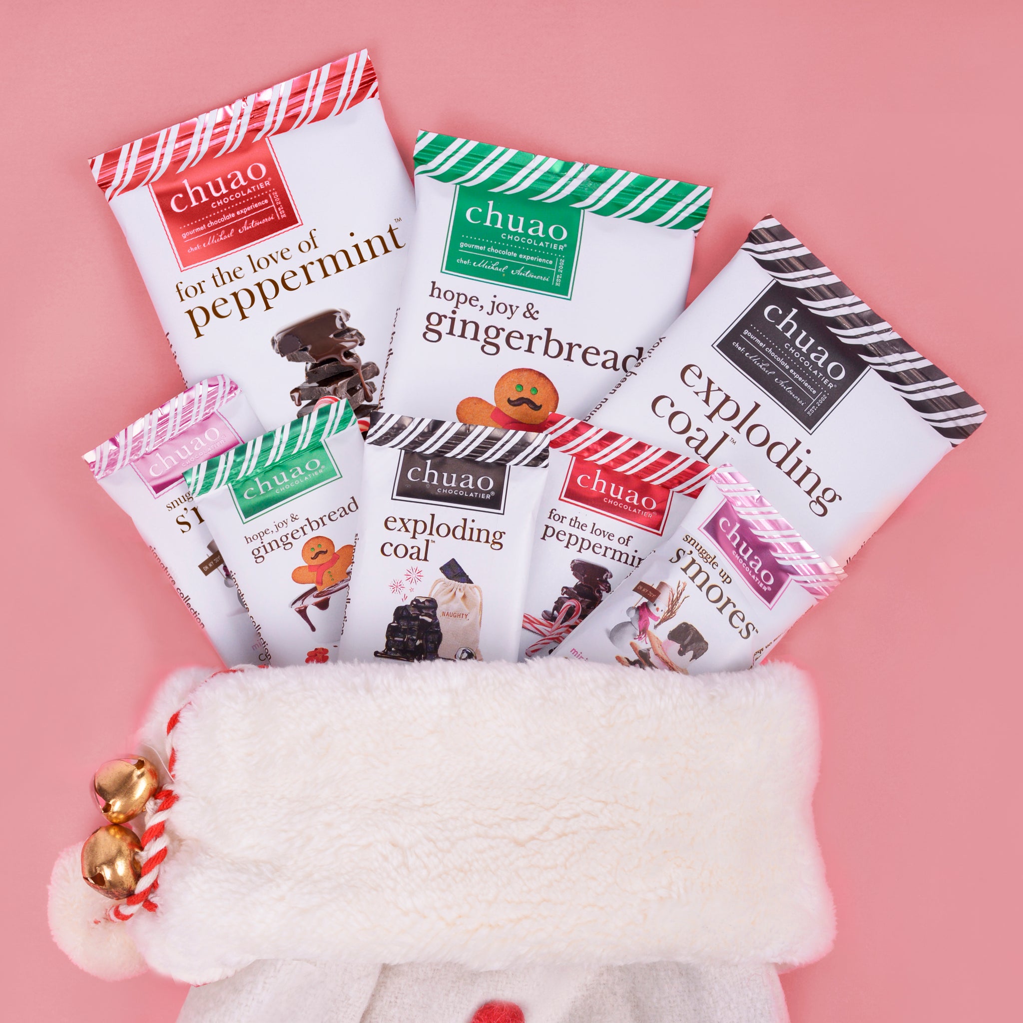 seasonal chocolate bars in white stocking