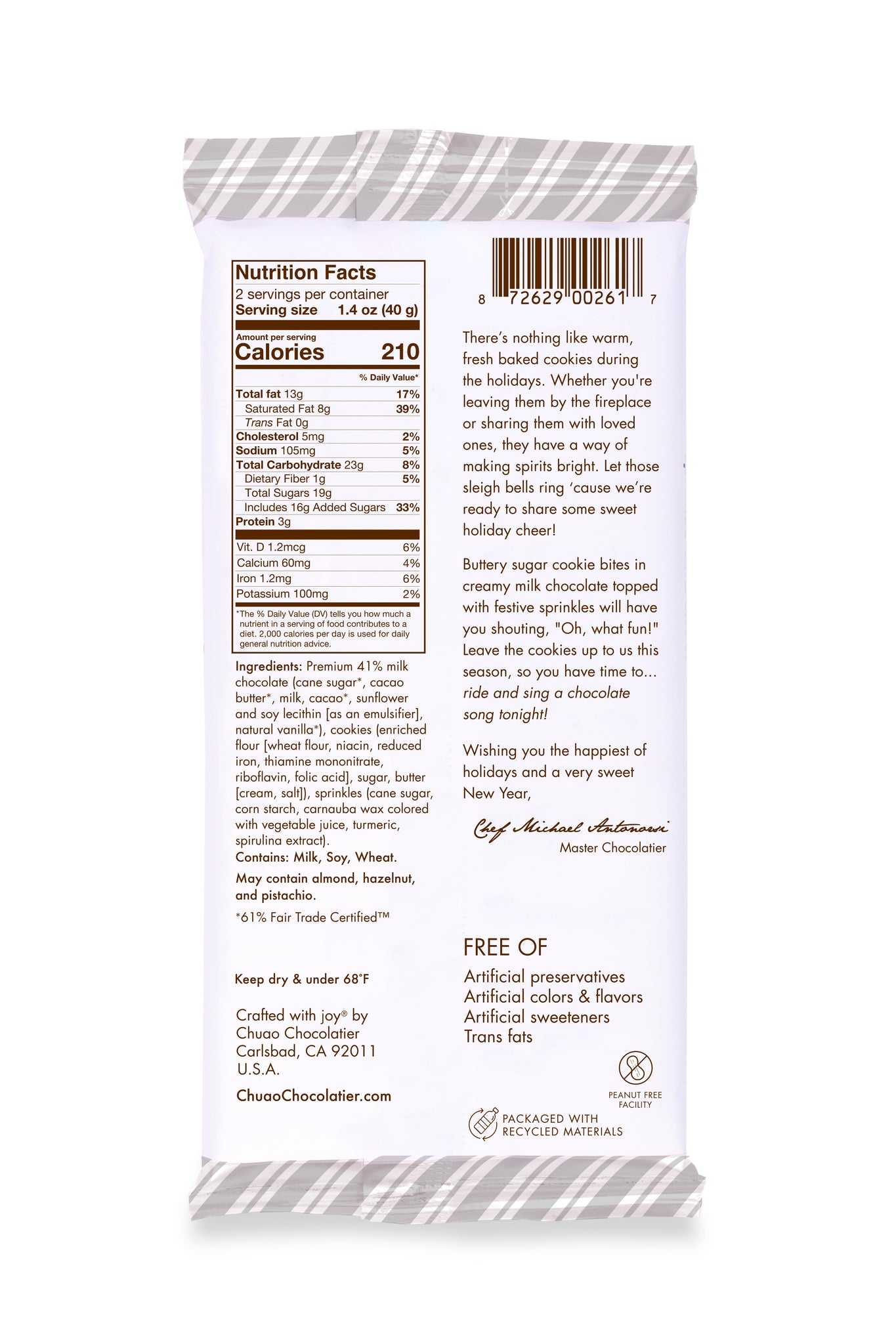 Back of Cookies All The Way bar showing nutrition facts