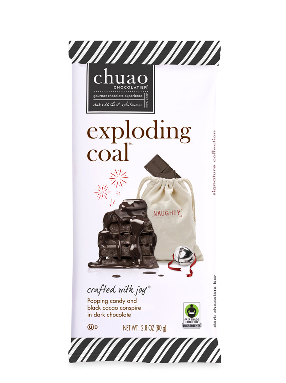 Front of Exploding Coal chocolate bar
