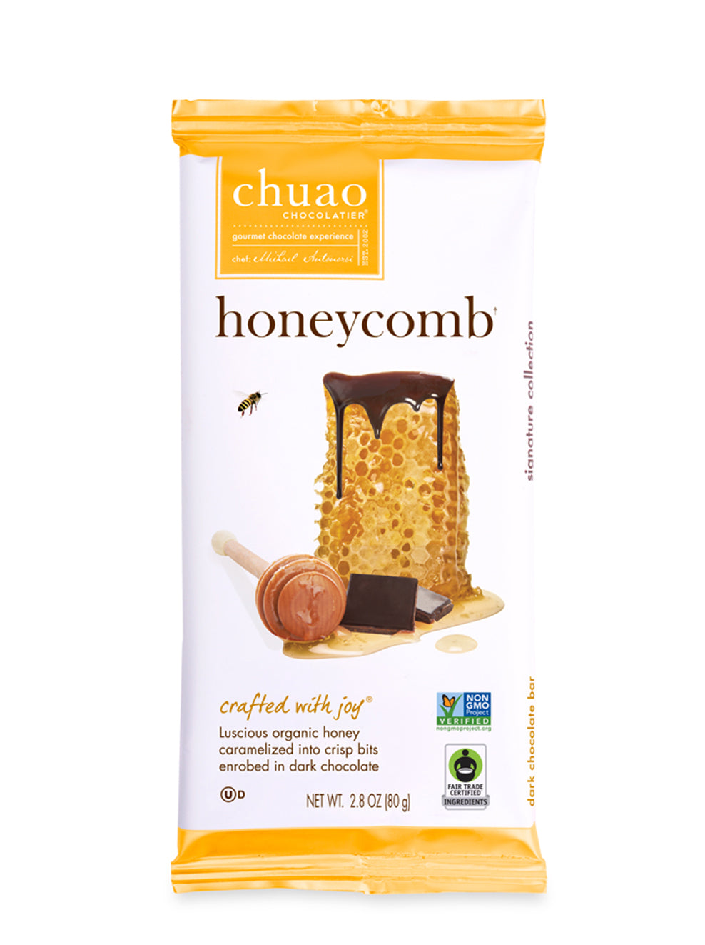 front of honeycomb chocolate bar