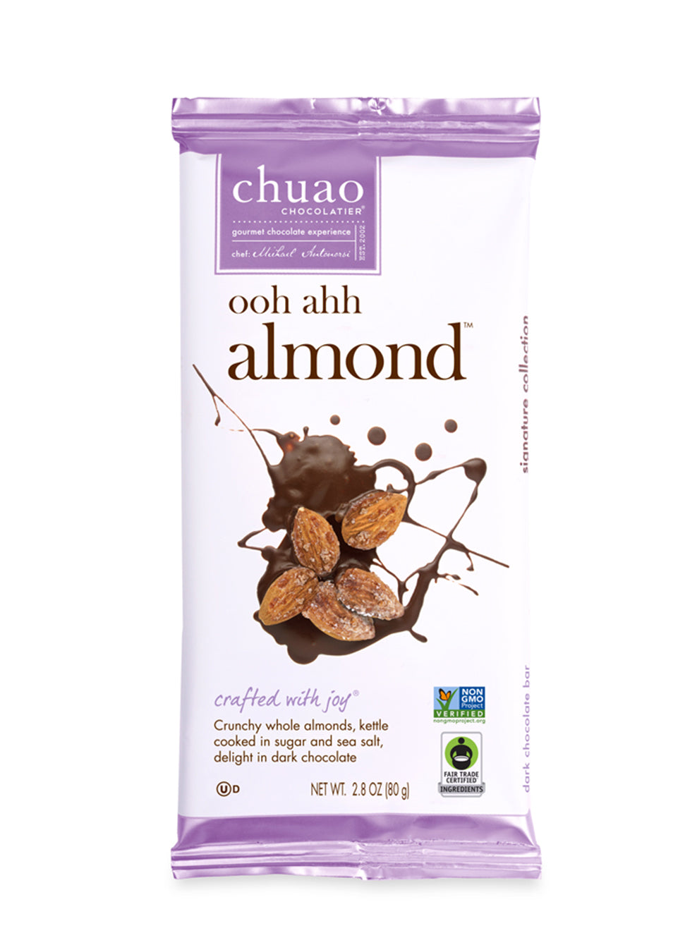 front of ooh ahh almond chocolate bar