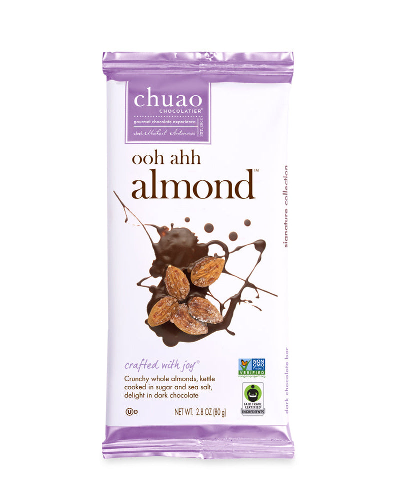 Front of Ooh Ahh Almond chocolate bar