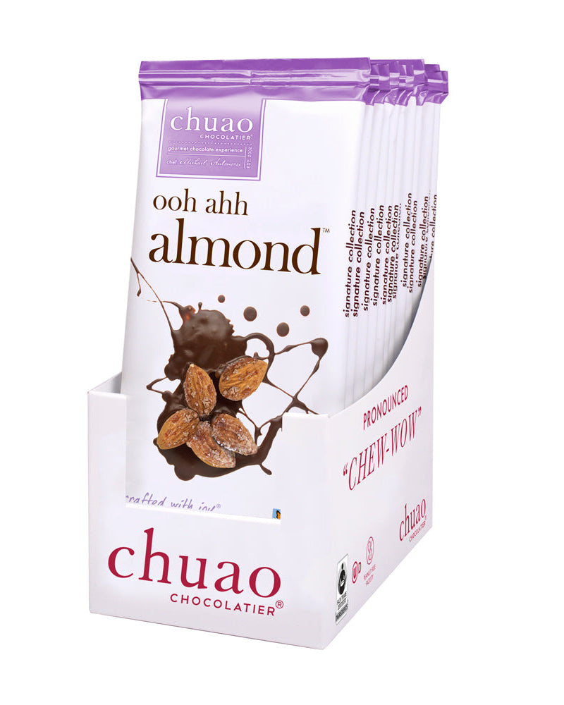 Pack of 10 ooh ahh almond bars in white display ready box