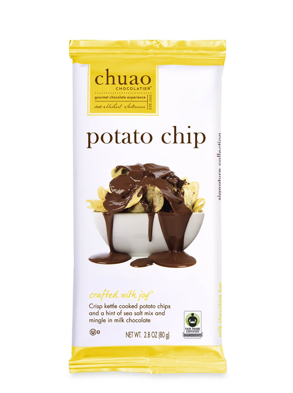 Potato Chip Chocolate bar with yellow packaging