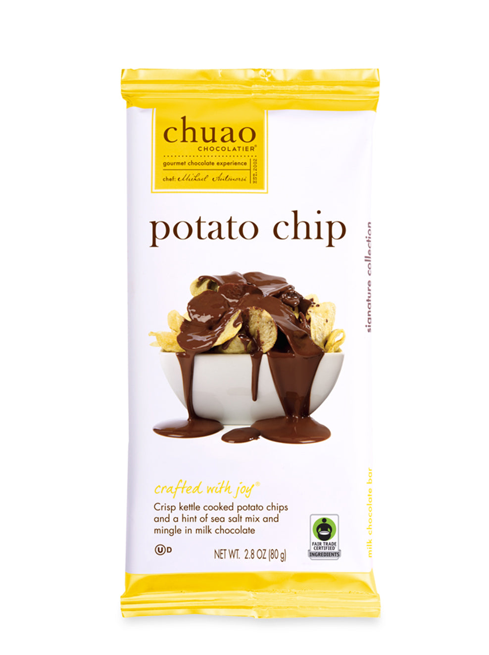 front of potato chip chocolate bar