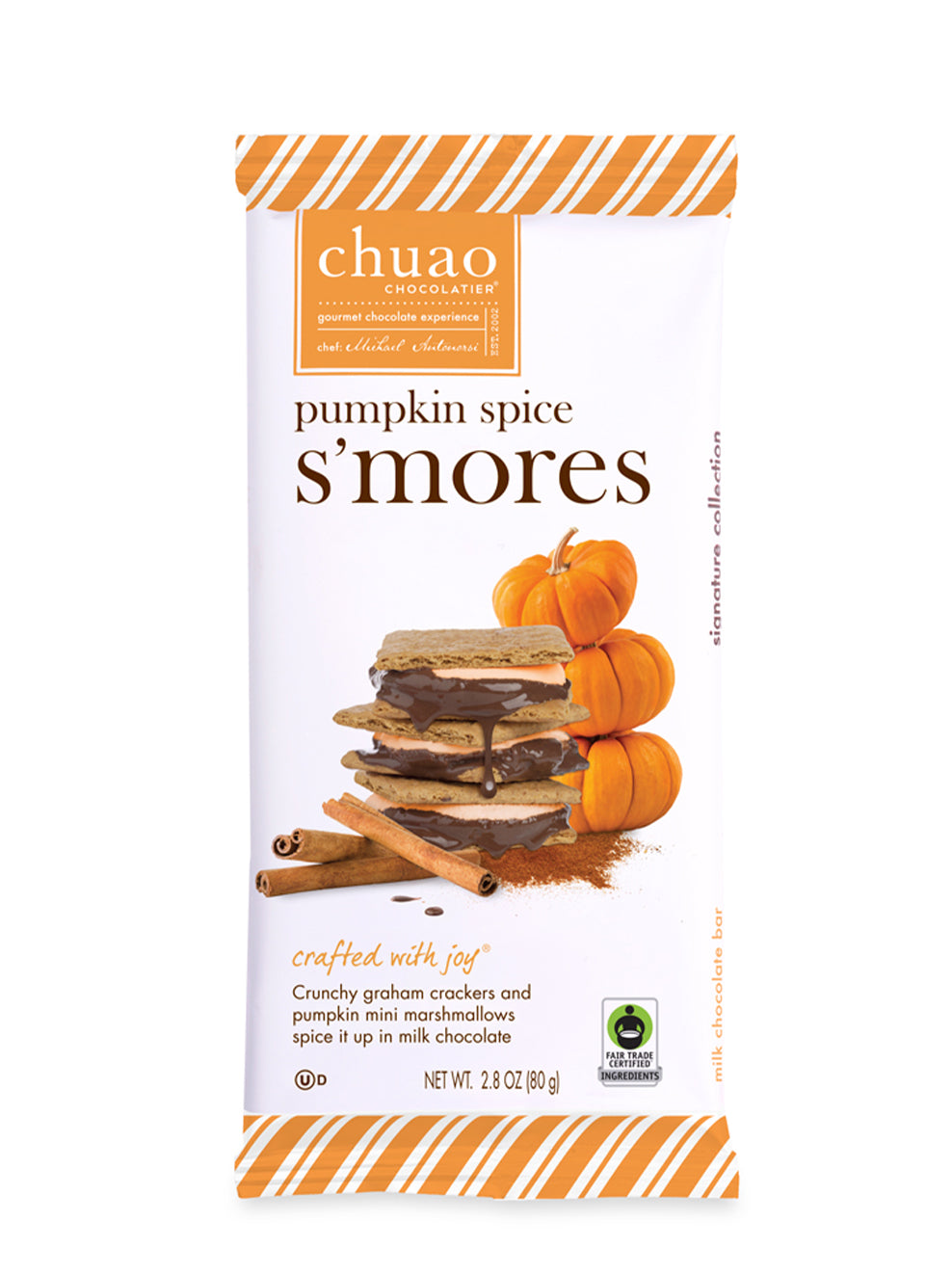 front of pumpkin spice s'mores chocolate bar