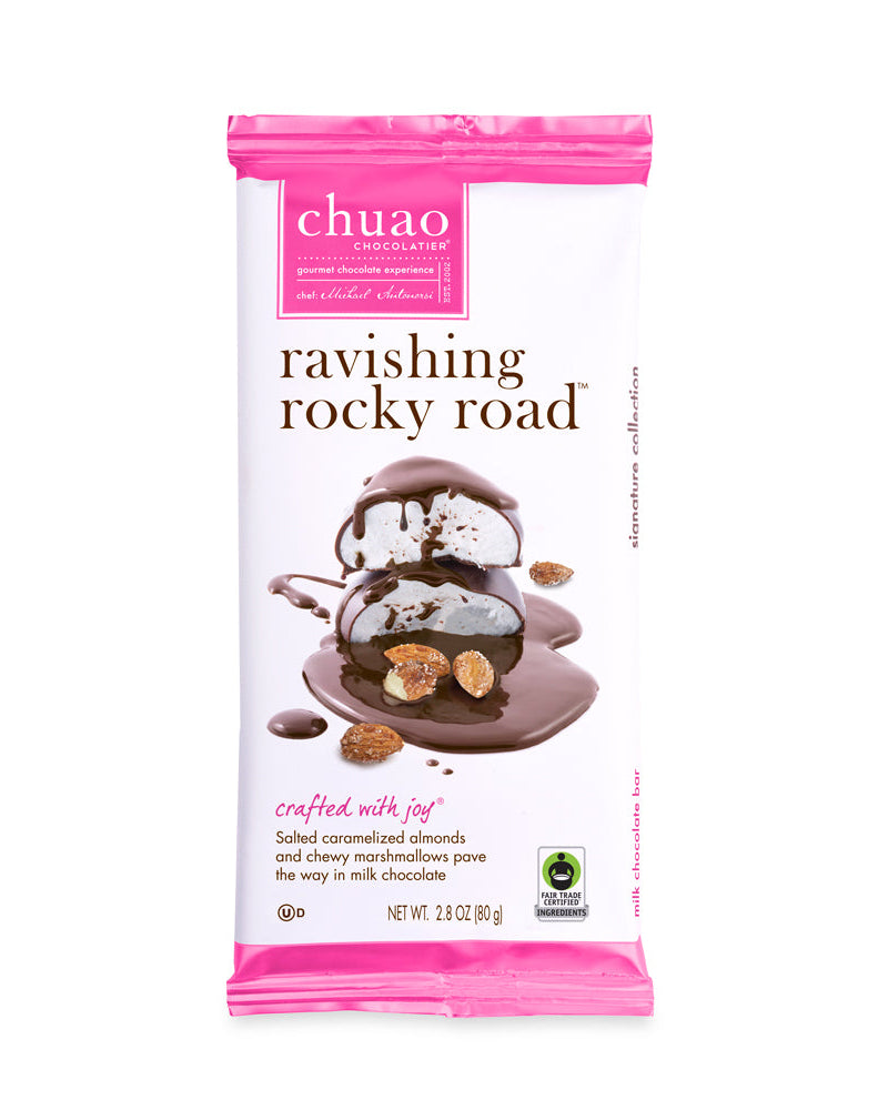 Front of Rocky Road chocolate bar