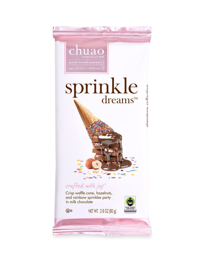 Front of Sprinkle Dreams chocolate bar