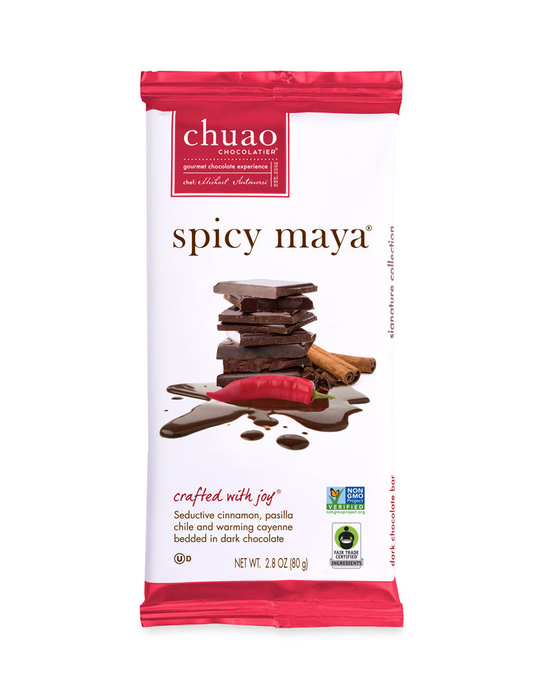 Front of Spicy Maya chocolate bar