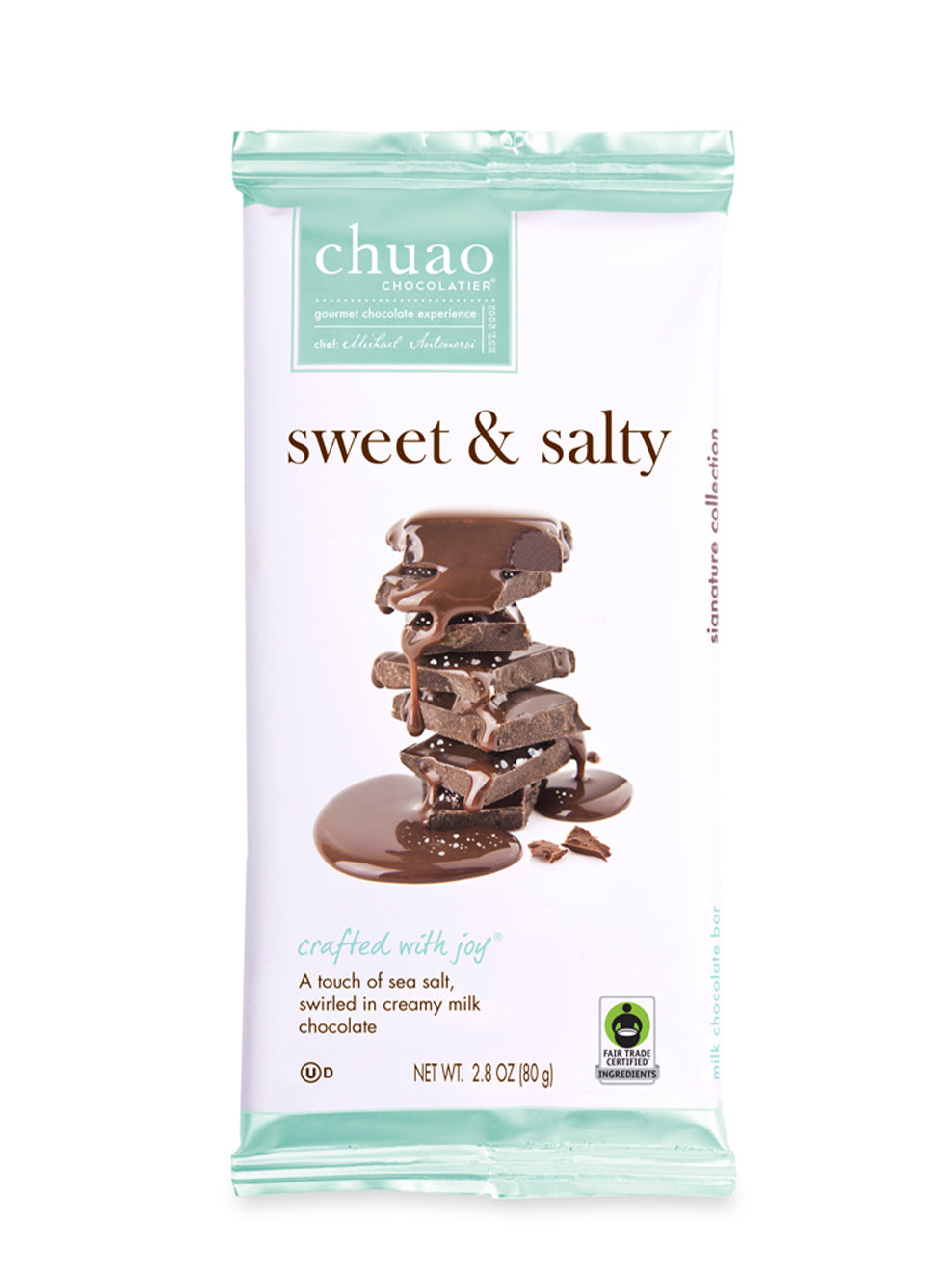 front of sweet and sakty chocolate bar