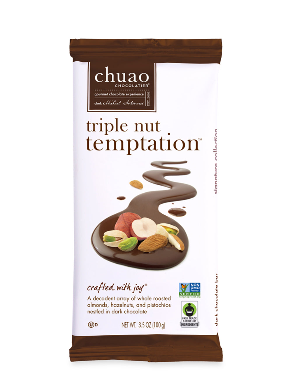 front of triple nut temptation chocolate bar
