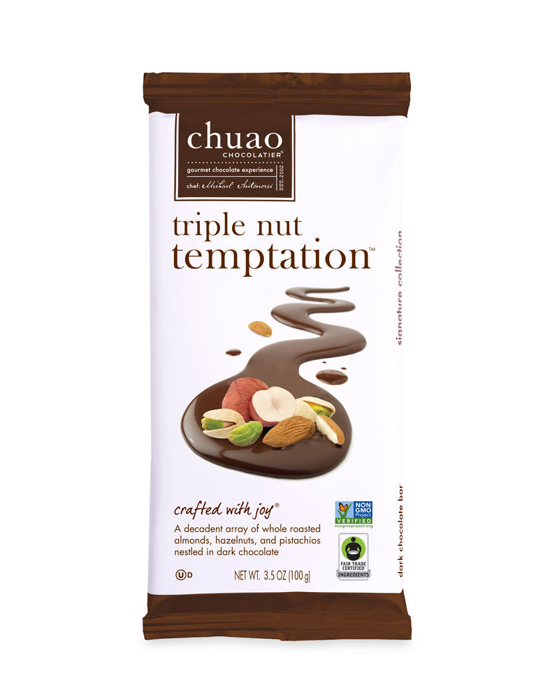 Front of Triple Nut Temptation chocolate bar